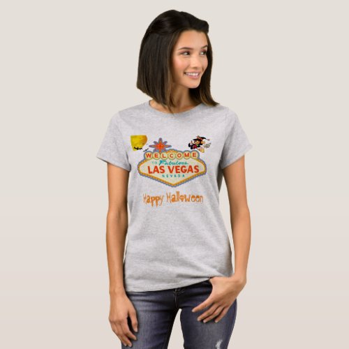 Happy Halloween Las Vegas Flying Witch T_Shirt