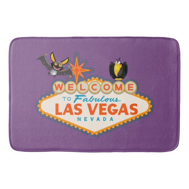 Happy Halloween Las Vegas Style Bathroom Mat (Front)