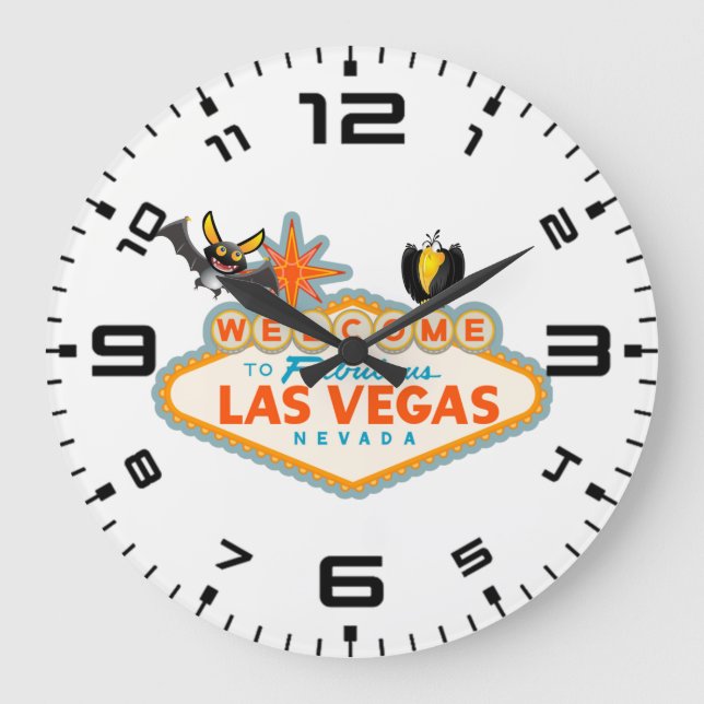 Happy Halloween Las Vegas Style Large Clock (Front)