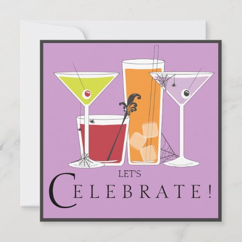 Happy Halloween Let's Celebrate Spooky Cocktails Personalized Invite
