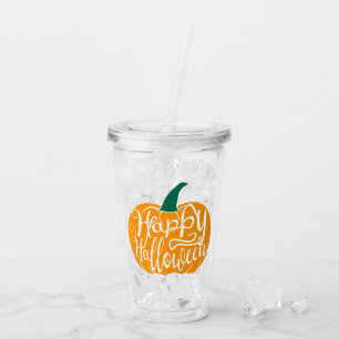 Happy Halloween lettering on carved pumpkin Acrylic Tumbler
