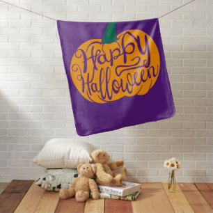 Happy Halloween lettering on carved pumpkin Baby Blanket