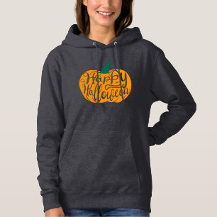 Happy Halloween lettering on carved pumpkin Hoodie