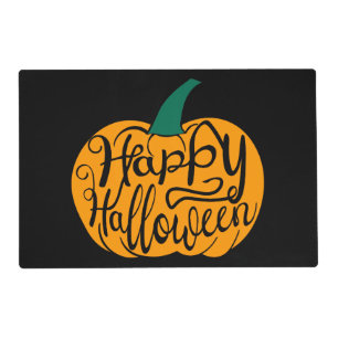 Happy Halloween lettering on carved pumpkin Placemat