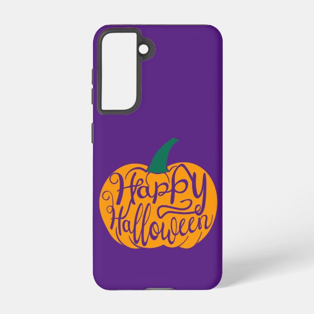 Happy Halloween lettering on carved pumpkin Samsung Galaxy Case (Back)