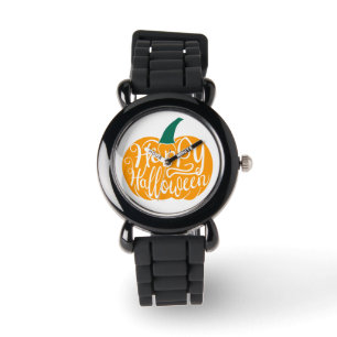 Happy Halloween lettering on carved pumpkin Watch