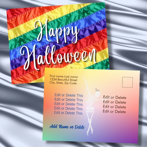 Happy Halloween LGBT gay rainbow flag colorful Postcard