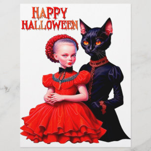 Happy Halloween Little Witch And Her Black Cat Flyer