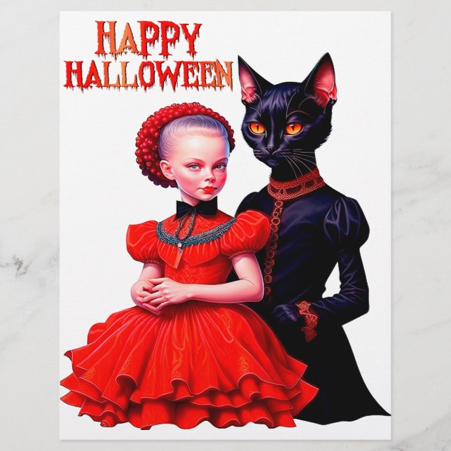 Happy Halloween Little Witch And Her Black Cat Flyer (Front)