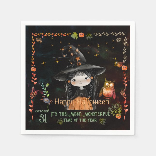 Happy Halloween Little Witch Napkins (Front)