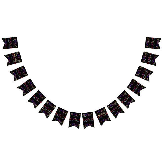 Happy Halloween Lollipops and Candy Black Pattern Bunting Flags (All)