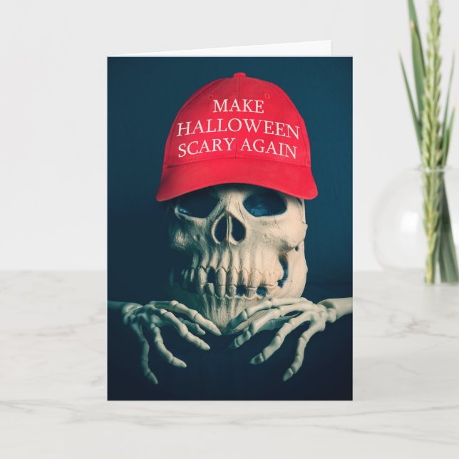 Happy Halloween Make Halloween Scary Again Hat Holiday Card (Front)