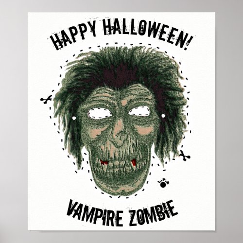 Happy Halloween _Mask Vampire Zombie Poster