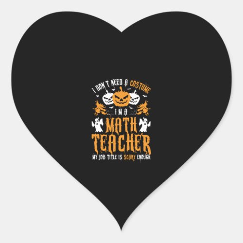 Happy Halloween math teacher Heart Sticker