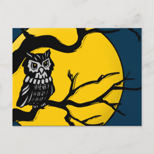 happy halloween : midnight owl : postcard