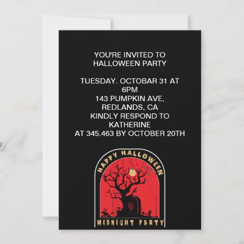 Happy Halloween Midnight Party Invitation