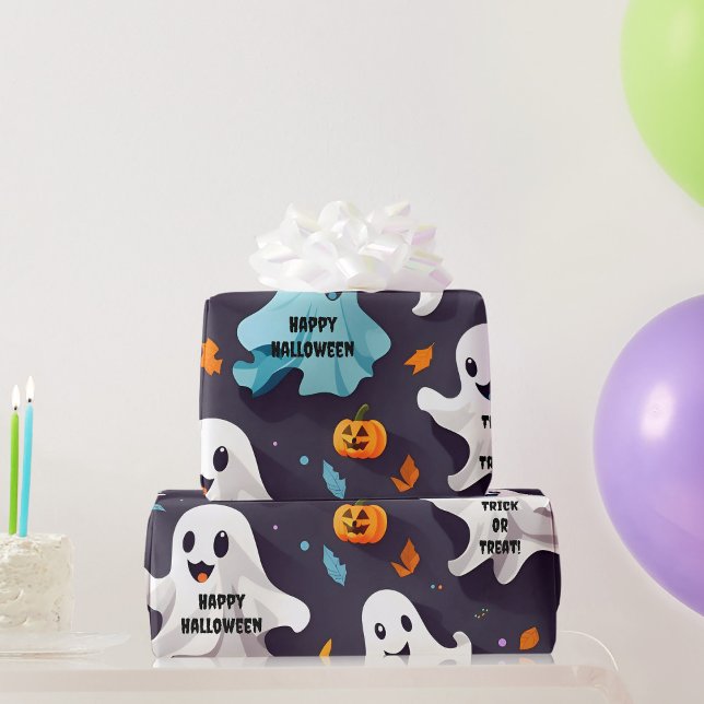 Happy Halloween Mini Ghosts Wrapping Paper  (Creator Uploaded)