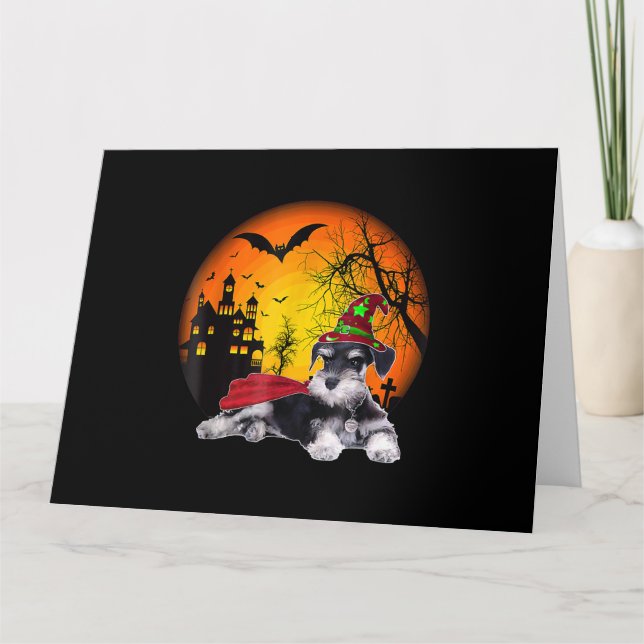 happy halloween miniature schnauzer dogs halloween card (Front)