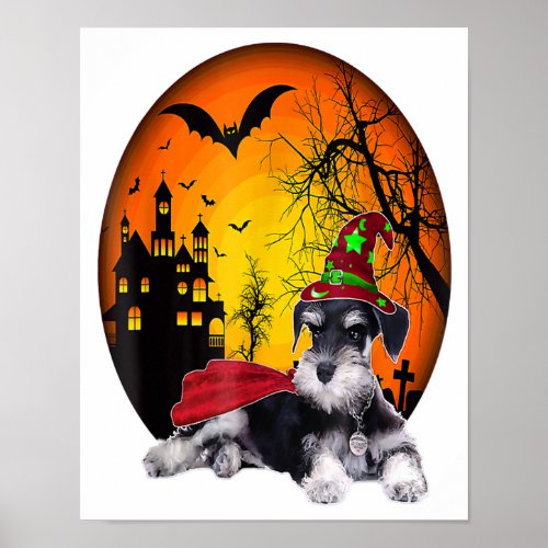 Happy Halloween Miniature Schnauzer Dogs Halloween Poster