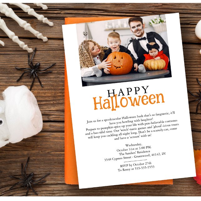 Happy Halloween Minimalist Photo Invitation (Happy Halloween Minimalist Photo Invitation with Envelope. )