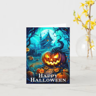 Happy Halloween Mischievous Glowing Pumpkins Card