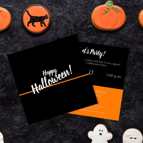 Happy Halloween Modern Chic Black Party Invitation