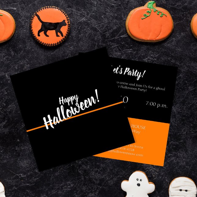 Happy Halloween Modern Chic Black Party Invitation (Creator Uploaded)