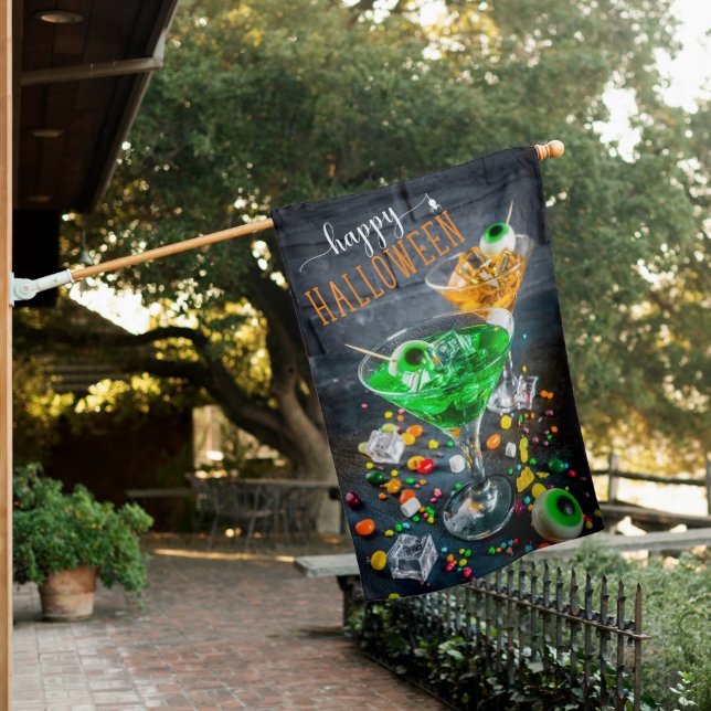 Happy Halloween Modern Cocktail Party House Flag (In SItu)