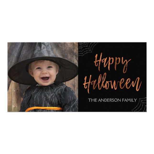 Happy Halloween Modern Halloween Photo Card (Front)
