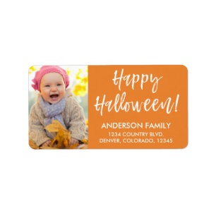 Happy Halloween Modern Halloween Photo Label