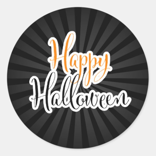 Happy Halloween Modern Typography Black Orange Classic Round Sticker