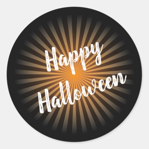 Happy Halloween Modern Typography Orange Black Classic Round Sticker