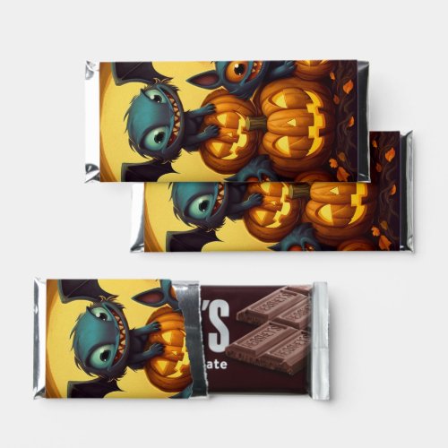 Happy Halloween monster bats smile in the cave Hershey Bar Favors