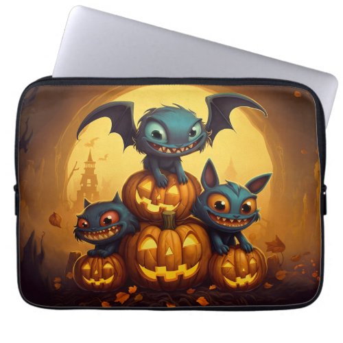 Happy Halloween monster bats smile in the cave Laptop Sleeve