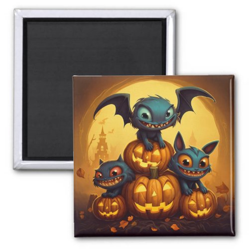 Happy Halloween monster bats smile in the cave Magnet