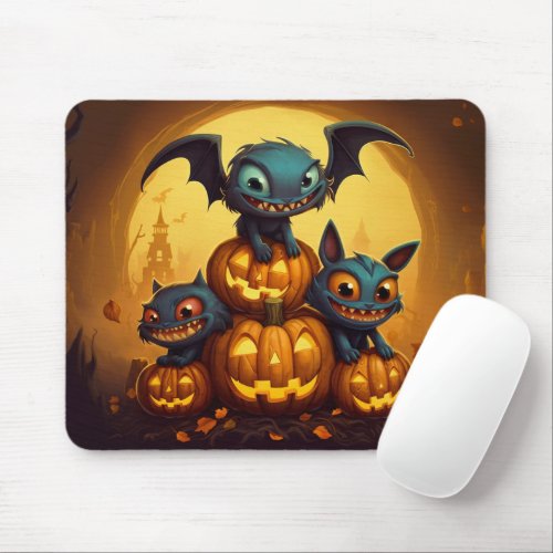 Happy Halloween monster bats smile in the cave Mouse Pad