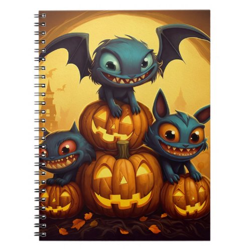 Happy Halloween monster bats smile in the cave Notebook