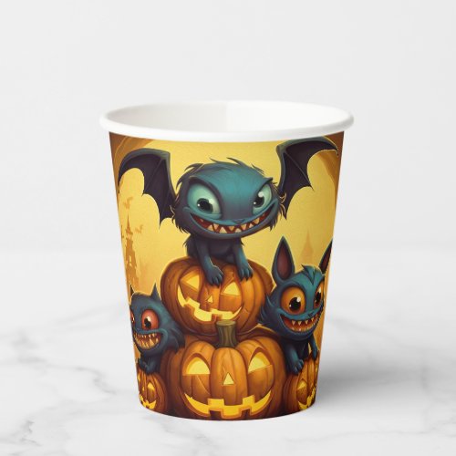 Happy Halloween monster bats smile in the cave Paper Cups