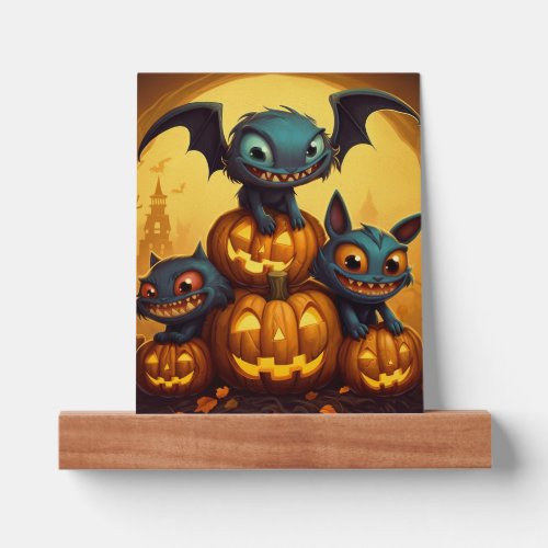 Happy Halloween monster bats smile in the cave Picture Ledge