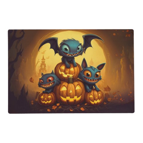 Happy Halloween monster bats smile in the cave Placemat