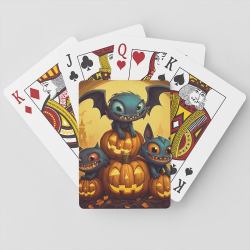 Happy Halloween monster bats smile in the cave Playing Cards