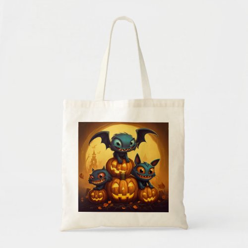 Happy Halloween monster bats smile in the cave Tote Bag