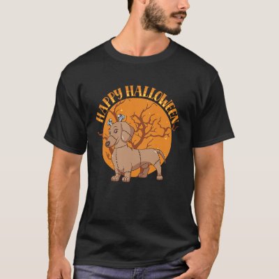 Happy Halloween Monster Dachshund  Dog Animal T-Shirt