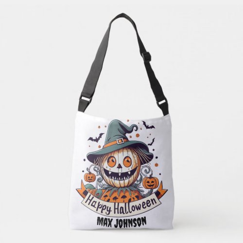 Happy Halloween _ Monster Mash Orange Black Crossbody Bag