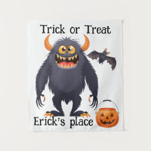 Happy Halloween Monster Trick or Treat Tapestry