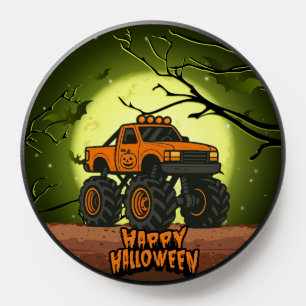 Happy Halloween Monster Truck with bats and moon PopSocket