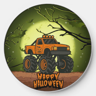 Happy Halloween Monster Truck with bats and moon Wireless Charger