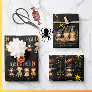 Happy Halloween Monsters Pattern Wrapping Wrapping Paper Sheets