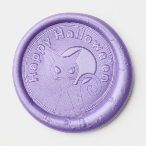 Happy Halloween Moon and Cat Wax Seal Sticker