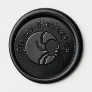 Happy Halloween Moon and Creepy Spider Wax Seal Sticker